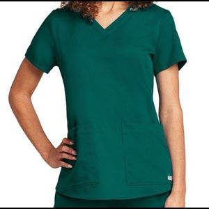 Greys Anatomy 2 Pocket V-Neck Scrub Top 71166 Shirring back Hunter